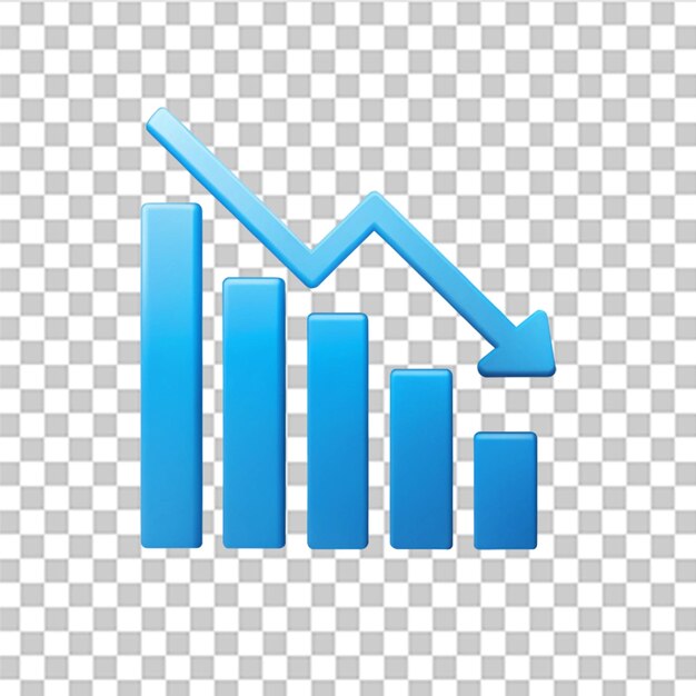 decrease analytics graph icon isolated on transparent background