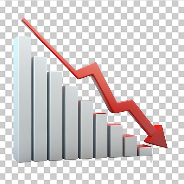 decrease analytics graph isolated on transparent background