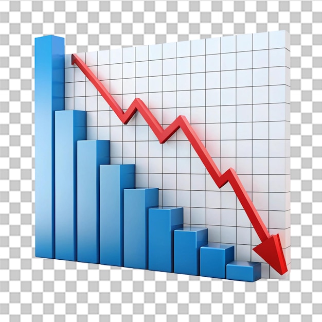 decrease analytics graph isolated on transparent background