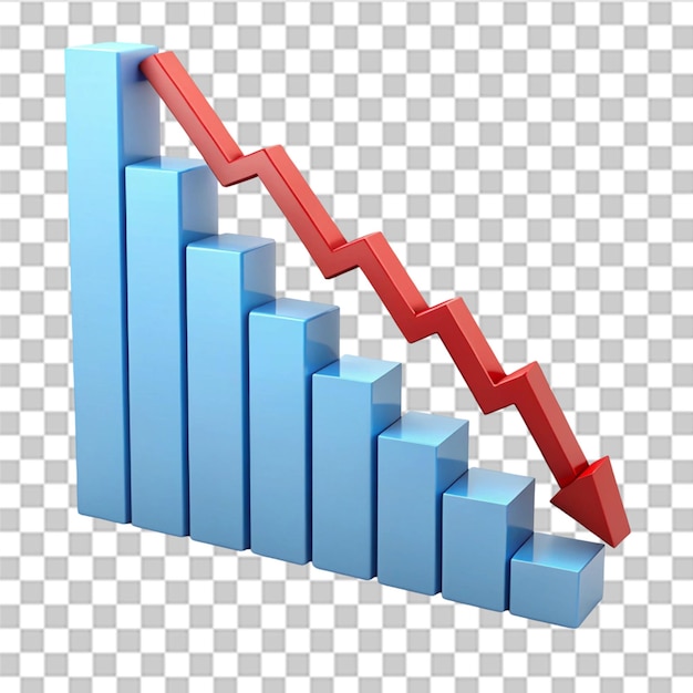 decrease analytics graph isolated on transparent background