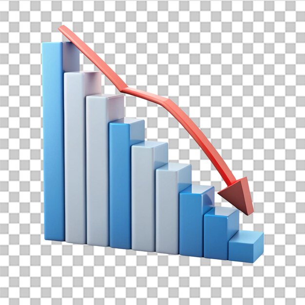 decrease analytics graph isolated on transparent background