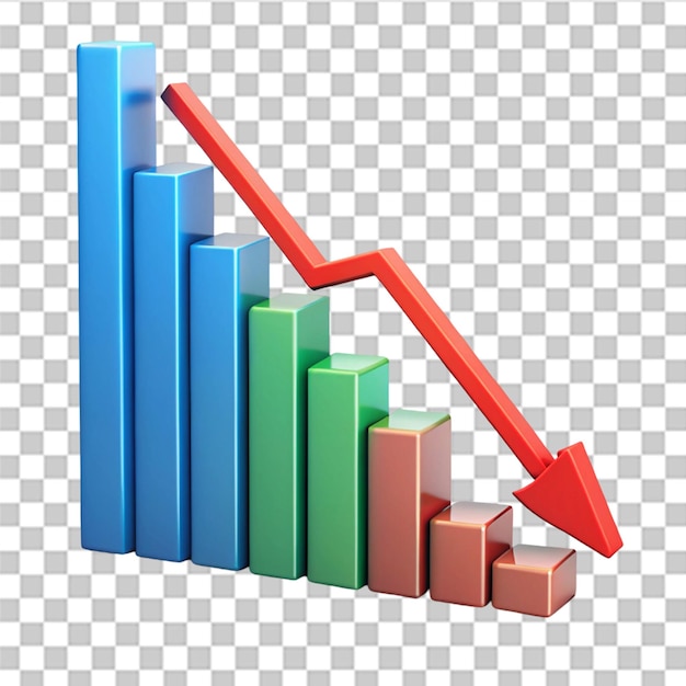 decrease analytics graph isolated on transparent background