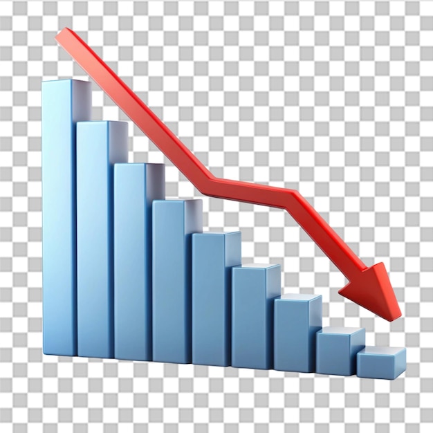 decrease analytics graph isolated on transparent background
