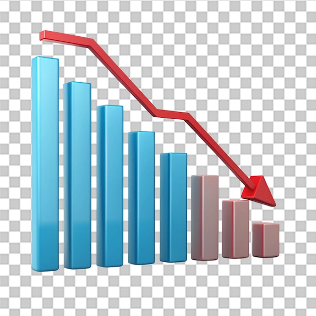 decrease analytics graph isolated on transparent background