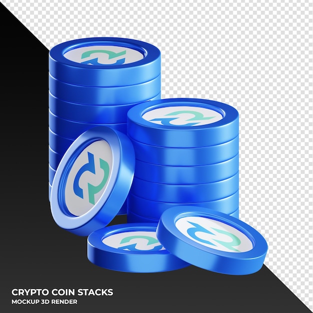 PSD decred dcr coin stacks cryptocurrency 3d render illustration