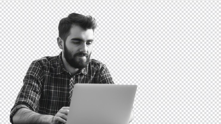PSD dedicated small business owner working on a laptop in a cozy workspace setting