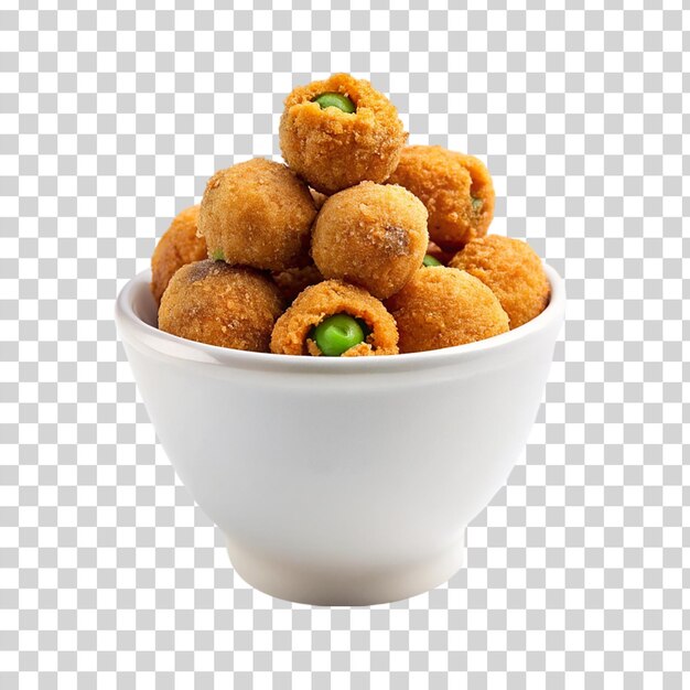 PSD deep fried olive on bowl on transparent background