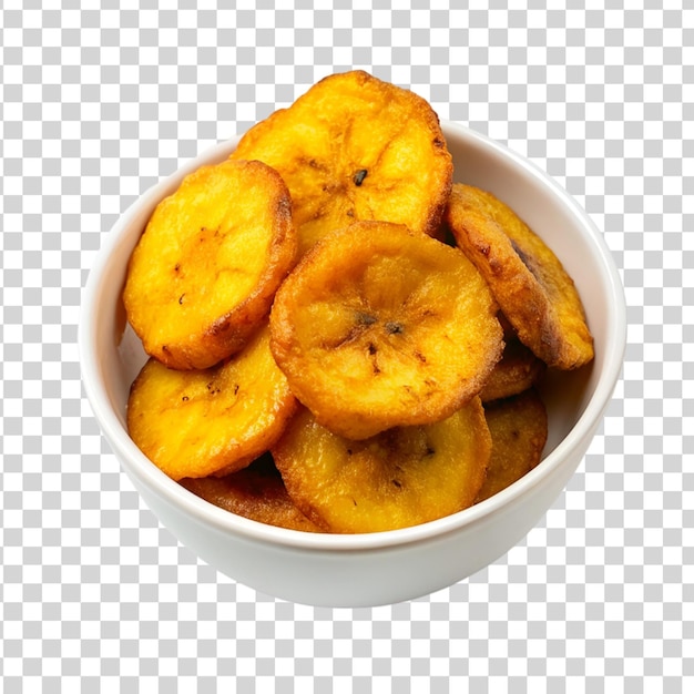 PSD deep fried ripe plantain slices isolated on transparent background