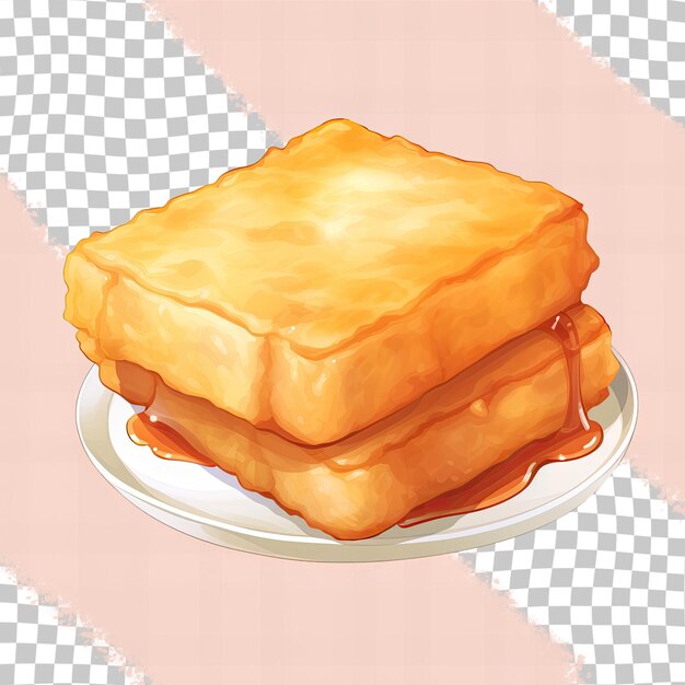 PSD sfondo trasparente di tofu fritto nel grasso bollente