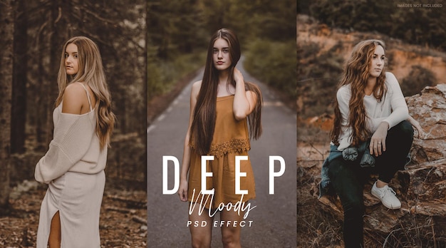 PSD deep moody photo effect for instagram feed posts