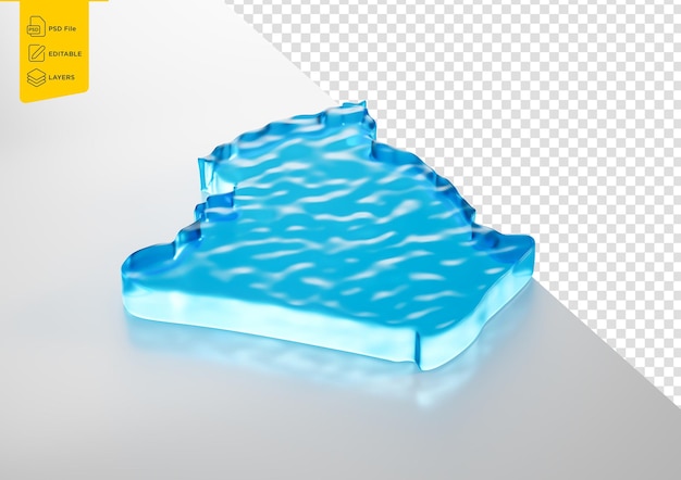 深い海の青い水 アルジェリアの地図 白い背景のゼラチン状の滑らかな表面 3Dイラスト