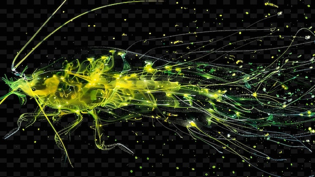 Copepodo di mare profondo con sciami di zooplancton e antenne bea creature marine collezioni di colori al neon