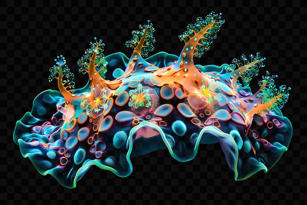 PSD deep sea nudibranch with gatherings of sponges and colorful psd world ocean sea day scene animal