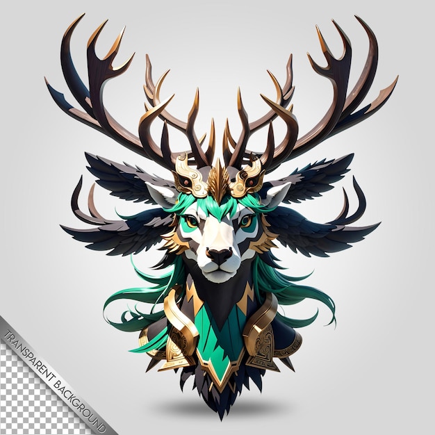 PSD deer head emblem transparent background