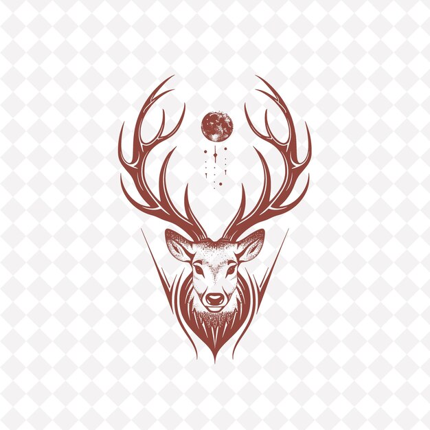 PSD a deer head with a ball on it and a ball on the top of it