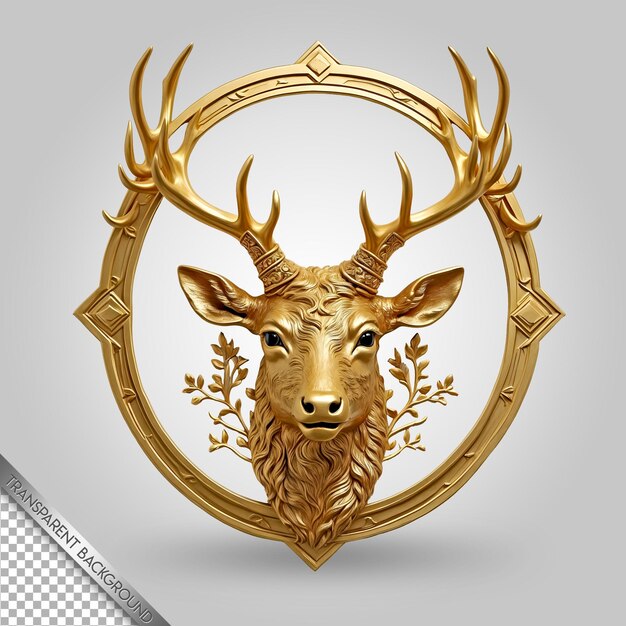 PSD a deer head with a gold crown on it