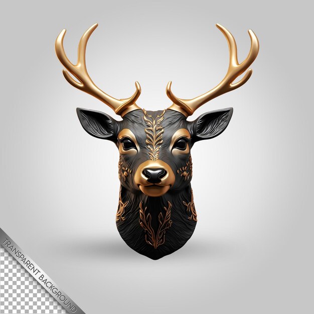 PSD a deer head with a gold design on it