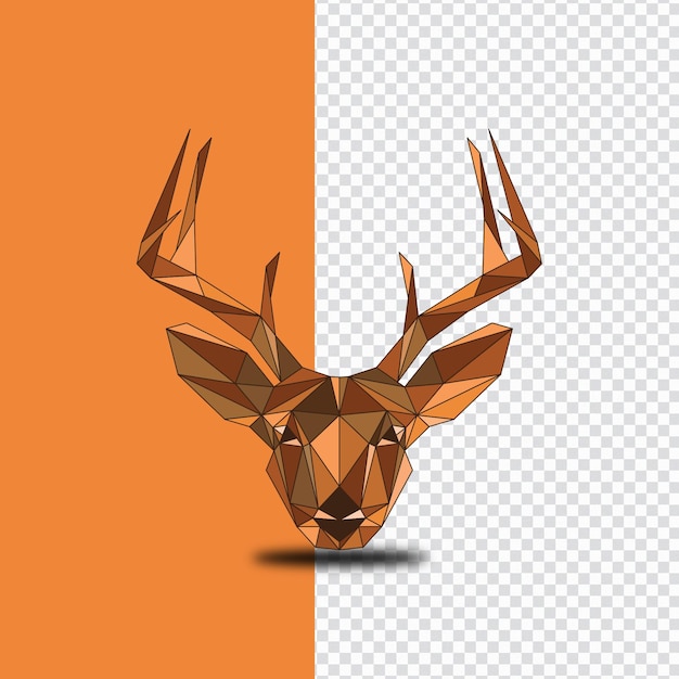 A deer head with orange and black triangles on a transparent background.