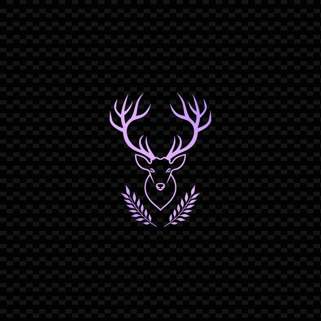 A deer head with purple antlers on a black background