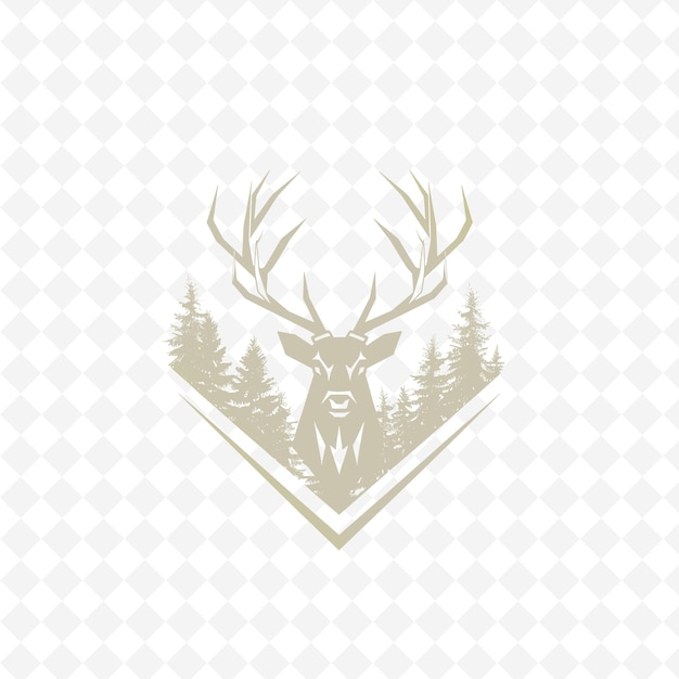 PSD a deer head with trees on the background of stars and a white background