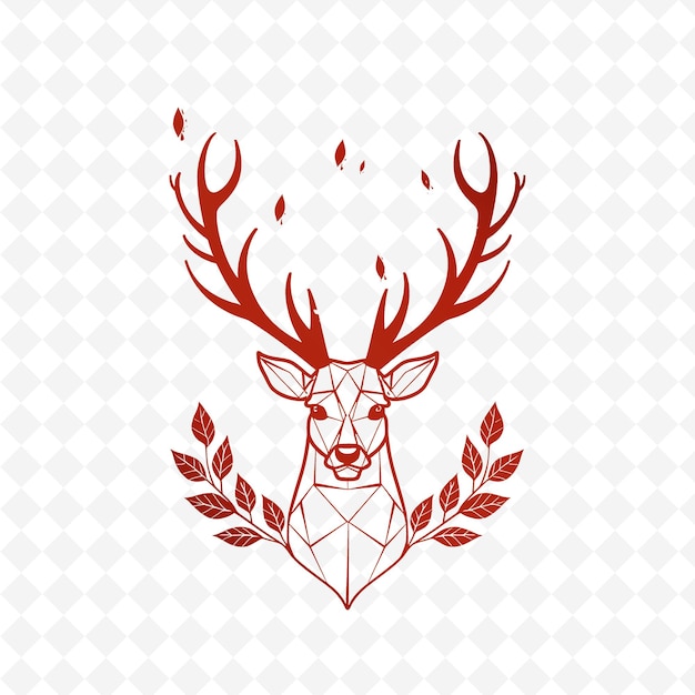 A deer head with a wreath on it and a cross on the top