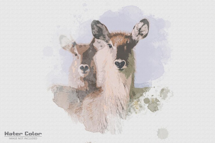 PSD deer waterverf foto effect