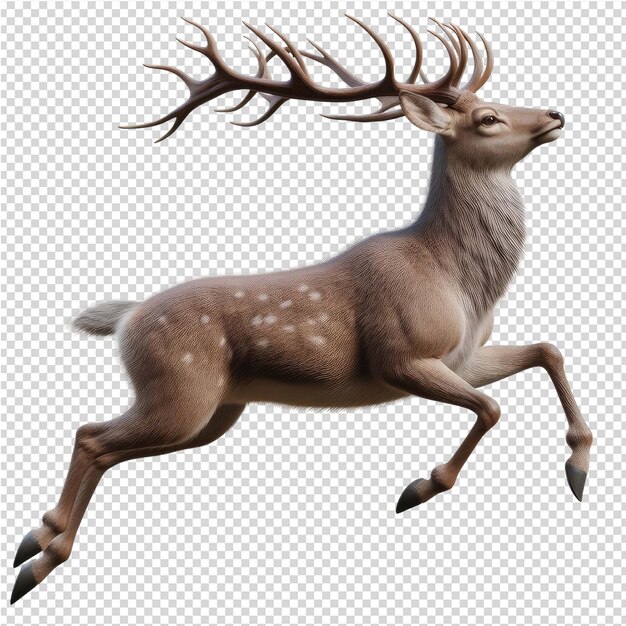 A deer with antlers is shown on a white background