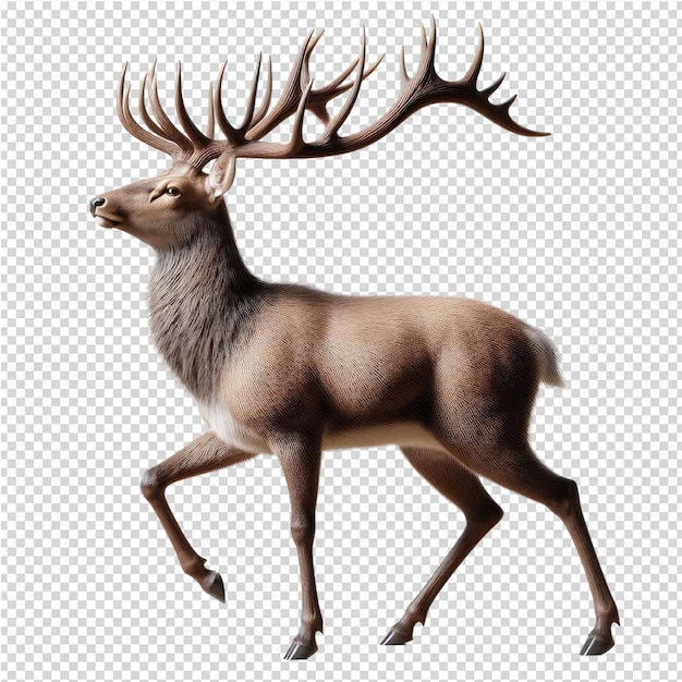 PSD a deer with antlers on its head is shown on a white background