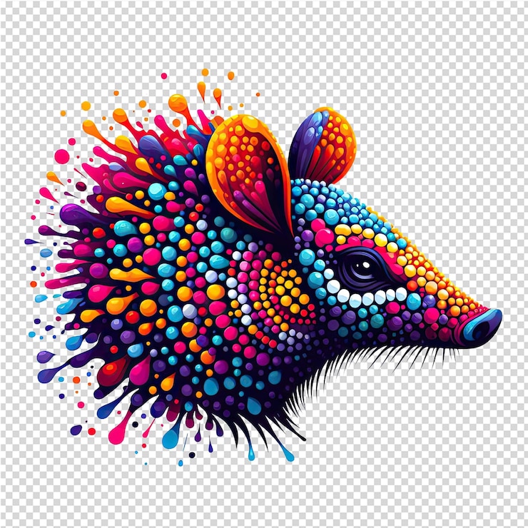 PSD a deer with colorful dots on its head