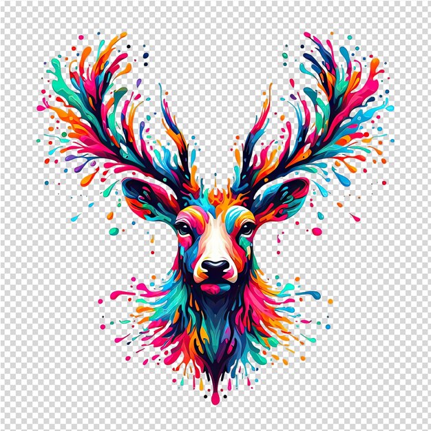 PSD a deer with colorful spots on its head