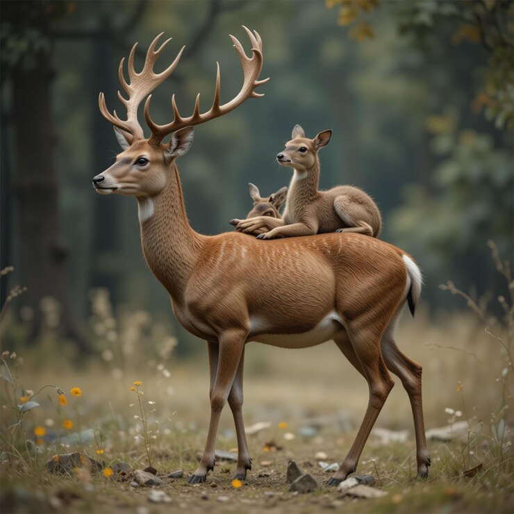 PSD a deer with a deer on its back is shown in a picture