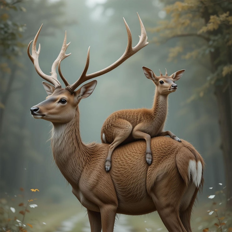PSD a deer with a deer on its back is shown in a picture
