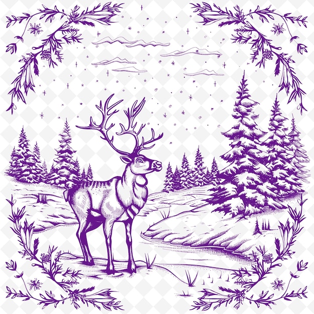 PSD a deer with a purple border that says quot deer quot on it