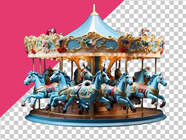 PSD default blue carousel with cute horses