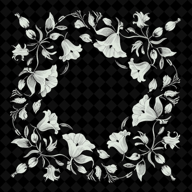 PSD dekoracyjna ramka z słowami kwiaty w białym