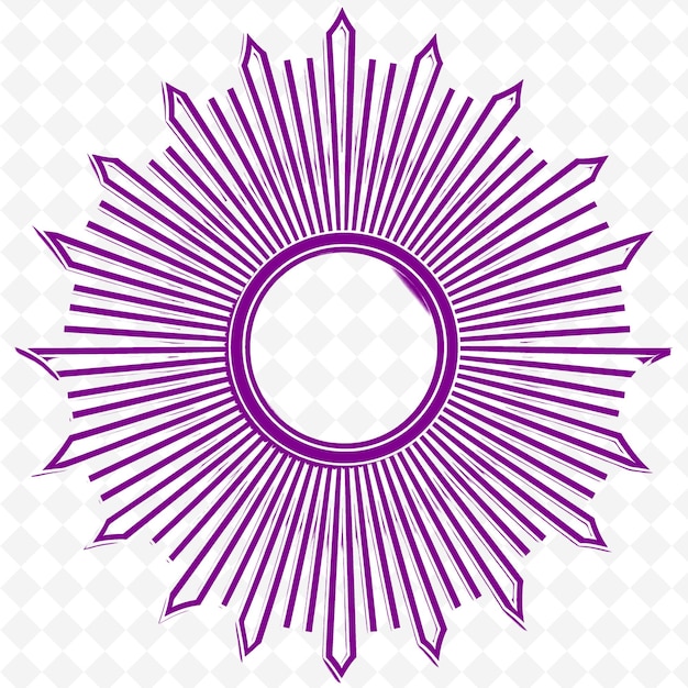 Dekoracyjne lustro ścienne z czarno-białym wzorem Sunburst PNG Outline Flat Illustration Designs