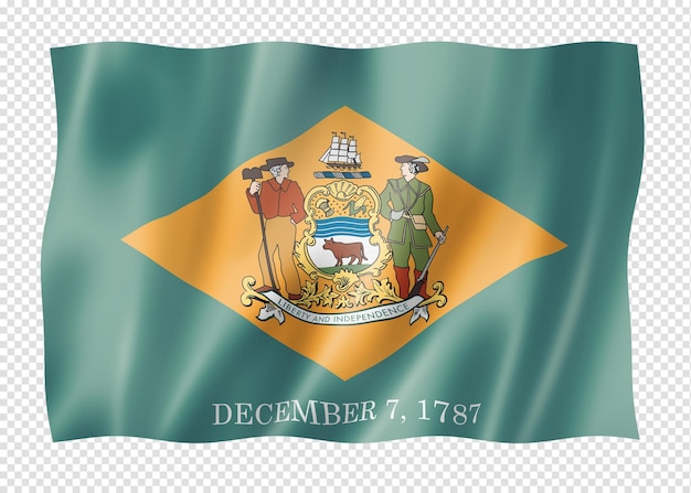 PSD bandiera del delaware stati uniti sventolando la raccolta di banner illustrazione 3d