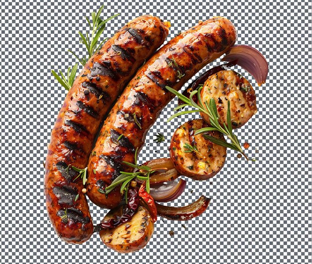 PSD delectable grilled venison sausage isolated on transparent background