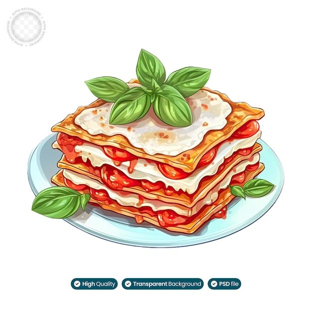 PSD una deliziosa illustrazione di lasagne vegetariane