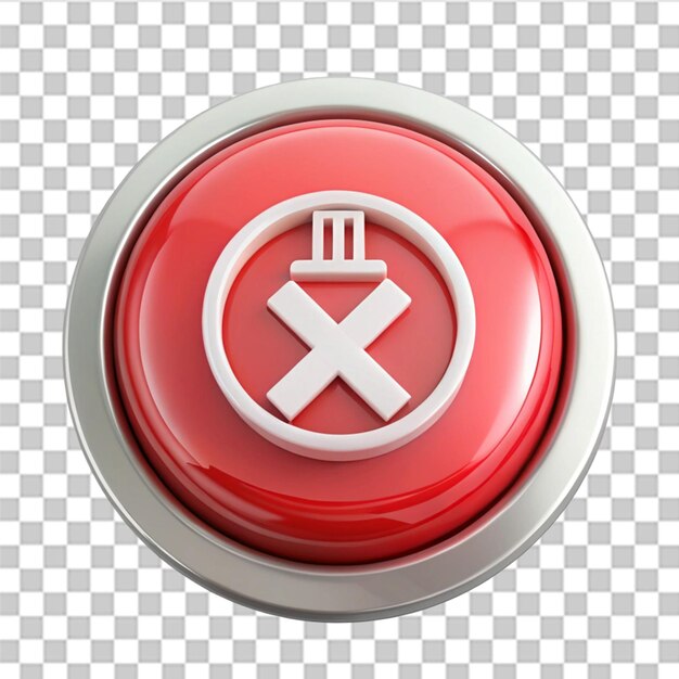 Delete button 3D icon isolated on transparent background