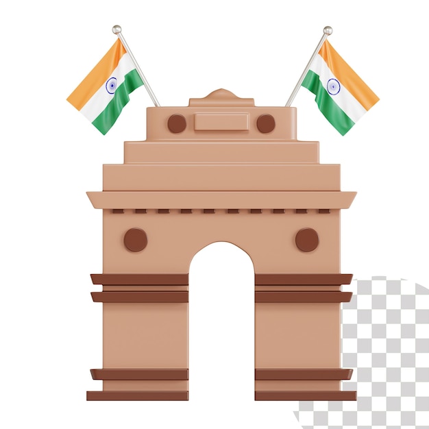 PSD illustrazione 3d del cancello di delhi india