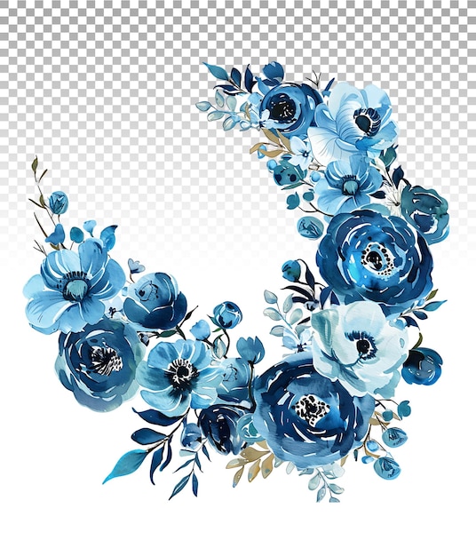 PSD delicate blue floral watercolor illustration