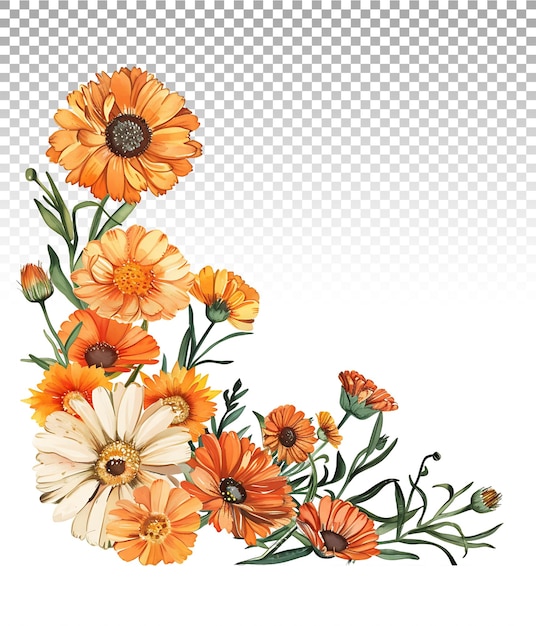 PSD delicate calendula blossom in watercolor