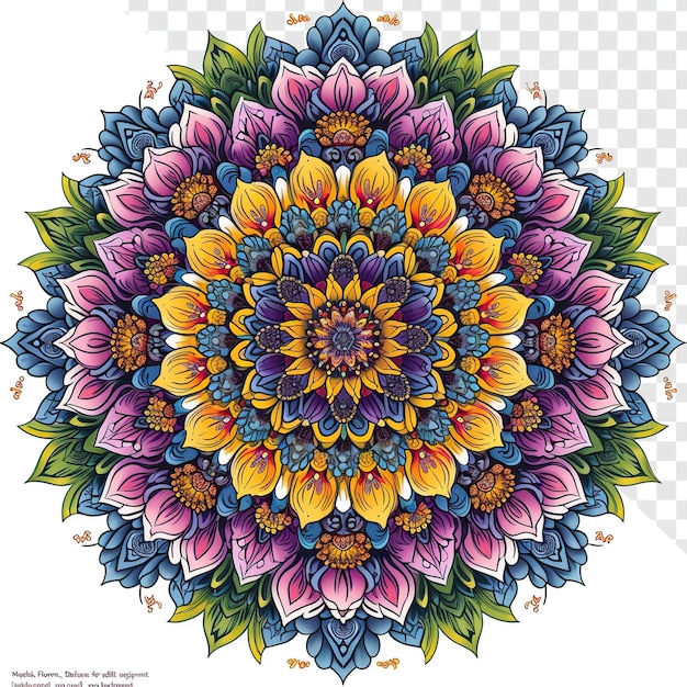 PSD fiore delicato mandala tema da colorare per adulti sfondo trasparente