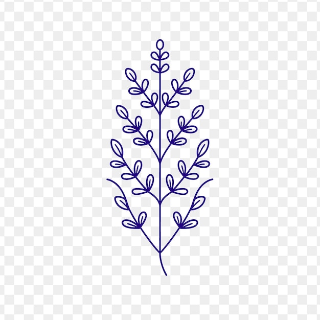 PSD delicato logo del ramo di lavanda con germogli e foglie decorative psd vettoriale creative simple design art