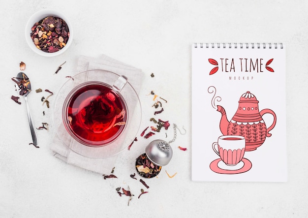 PSD delicious aromatic tea concept mock-up