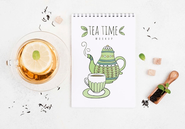 PSD delicious aromatic tea concept mock-up