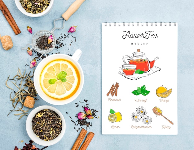 Delicious aromatic tea concept mock-up