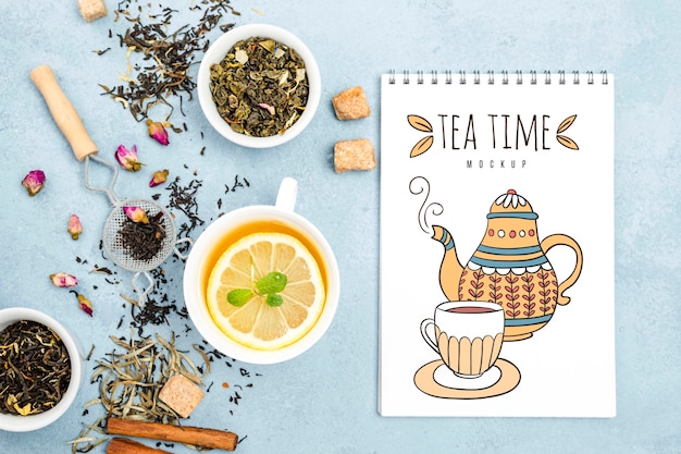 Delicious aromatic tea concept mock-up