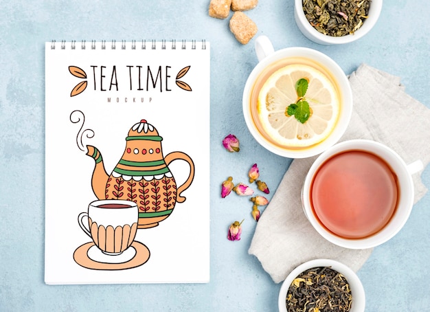 Delicious aromatic tea concept mock-up